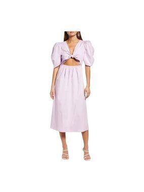 Wayf Peggy Cutout Lilac Puff Sleeve Midi Dress Size Small
